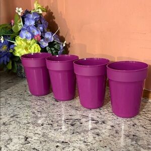 NWT Tupperware Purple Aloha Tumblers Set 4  16 oz c/u